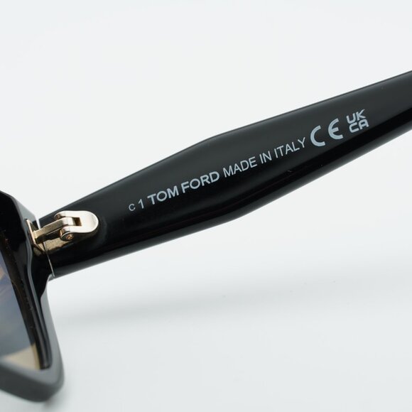Tom Ford Romy FT1032 01D Sunglasses Black Geometric Frame,Smoke Polarized Lenses
